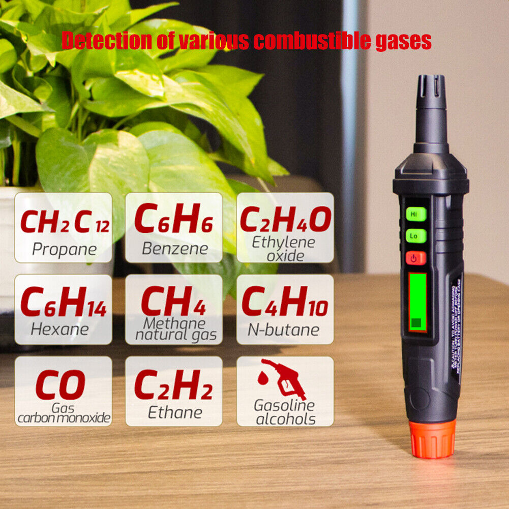Portable Gas Detector Pen Leak Detector with Visible Audible Alarm Monitor