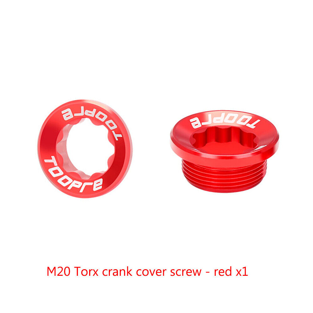 TOOPRE MTB Bike Crank Cover Screws Cap CNC M20x8mm BB Fixing Bolt (Red)