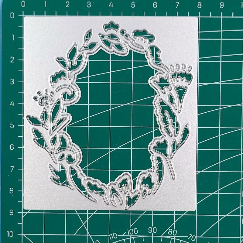 Flower Border Lace Rectangle Frame Metal Cutting Dies Stencil DIY Card Template