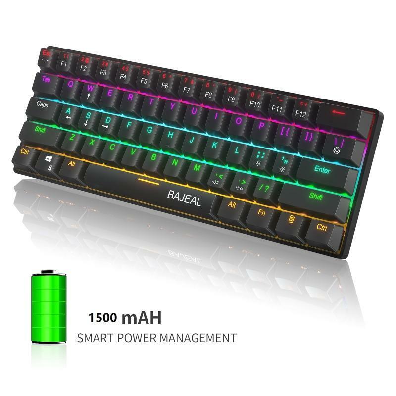 Wireless Keyboard 61 Keys RGB Backlit BT Wireless Gaming Gateron Optical Switch