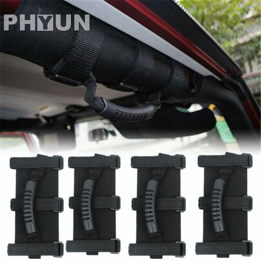 4pcs For Jeep Wrangler CJ YJ TJ JK Roll Bar Grab Handles Grip Handle Black ABS
