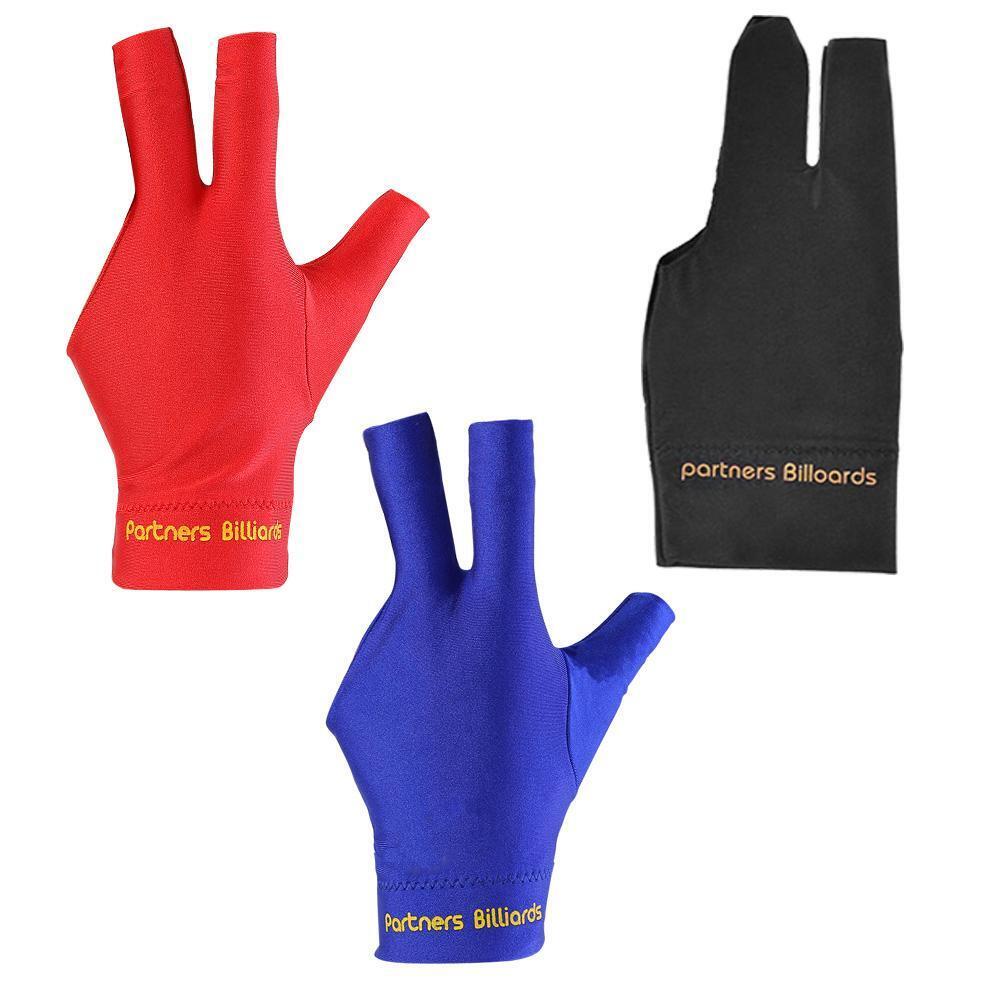 Billiards Three Fingers Glove Left Hand Billiard Glove Free Size (Red)