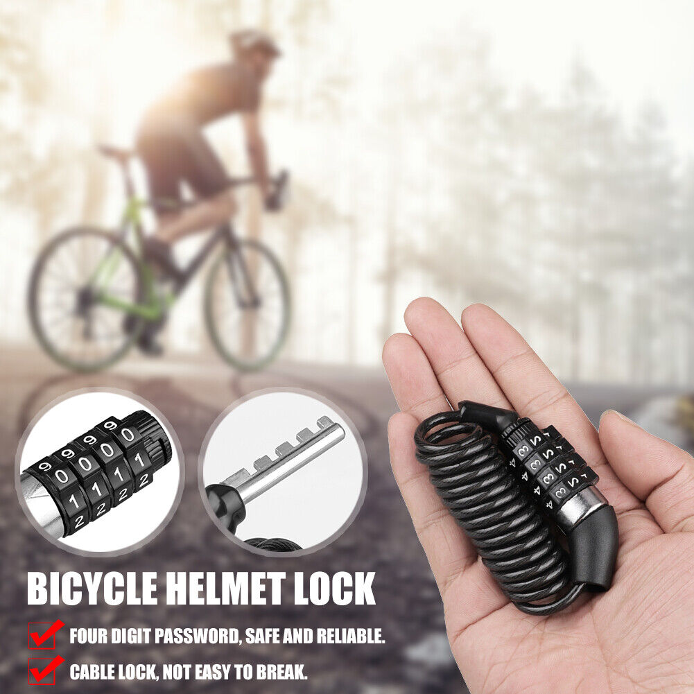 Bicycle Helmet Backpack Lock 4 Digit Combination Steel Wire Cable Lock