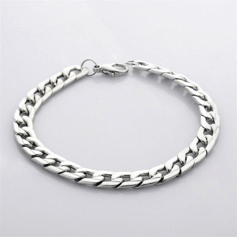 9mm Width Curb Chain Link Bracelet Stainless Steel Wristbands Bracelet Men Gifts