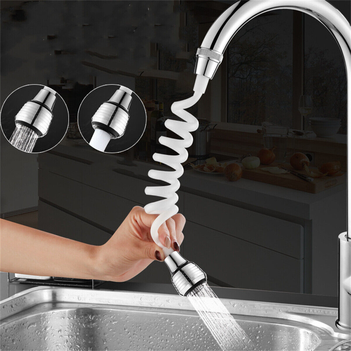 Long Hose Faucet Extender Nozzle Flexible Saving Taps Adapter Sink Spray Bubbler