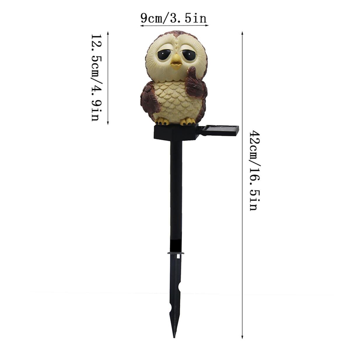 3x Cute Solar Power Stake Lights LED Walkway Lamp Baby Owl Statue Decor