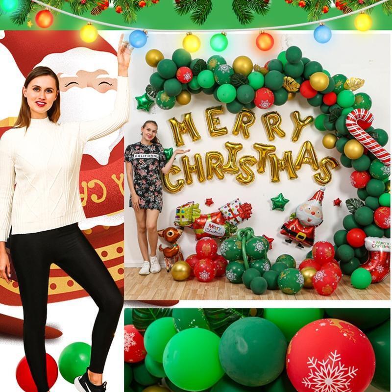 203pcs/set Merry Christmas Balloons Santa Claus Elk Tree Star Latex Foil Balloon