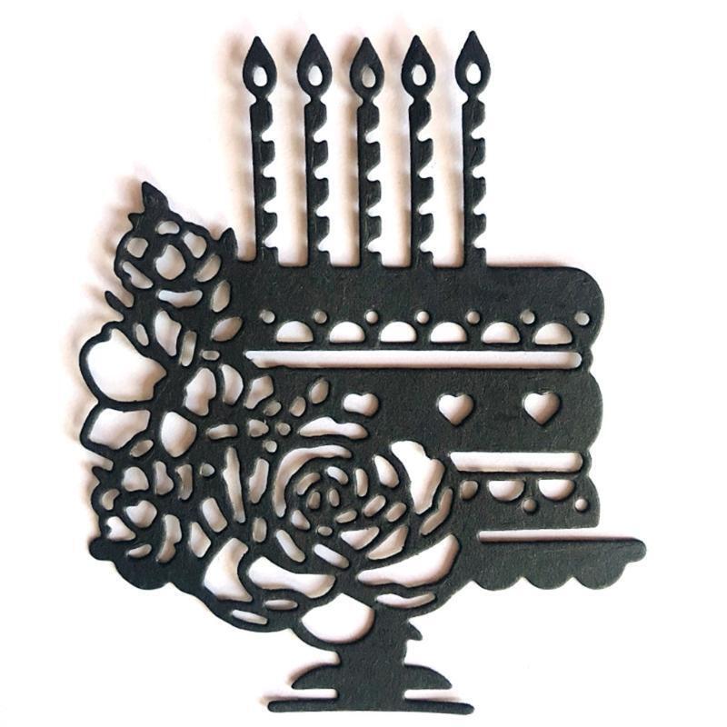 Flower Birthday Cake Metal Cutting Die Stencil DIY Scrapbooking Album Paper Card