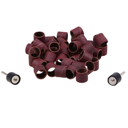 50Pcs 1/2" Sanding Bands Sleeves Drums with 2 Mandrels For Rotary Tool AU