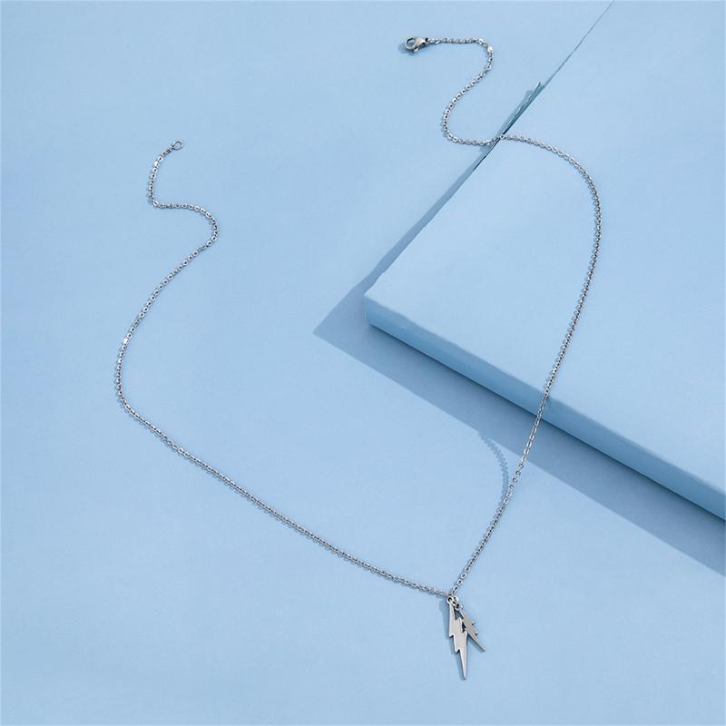 Hip Hop Lightning-Pendant Long Necklace Women Men Metal Sweater Chain Necklace