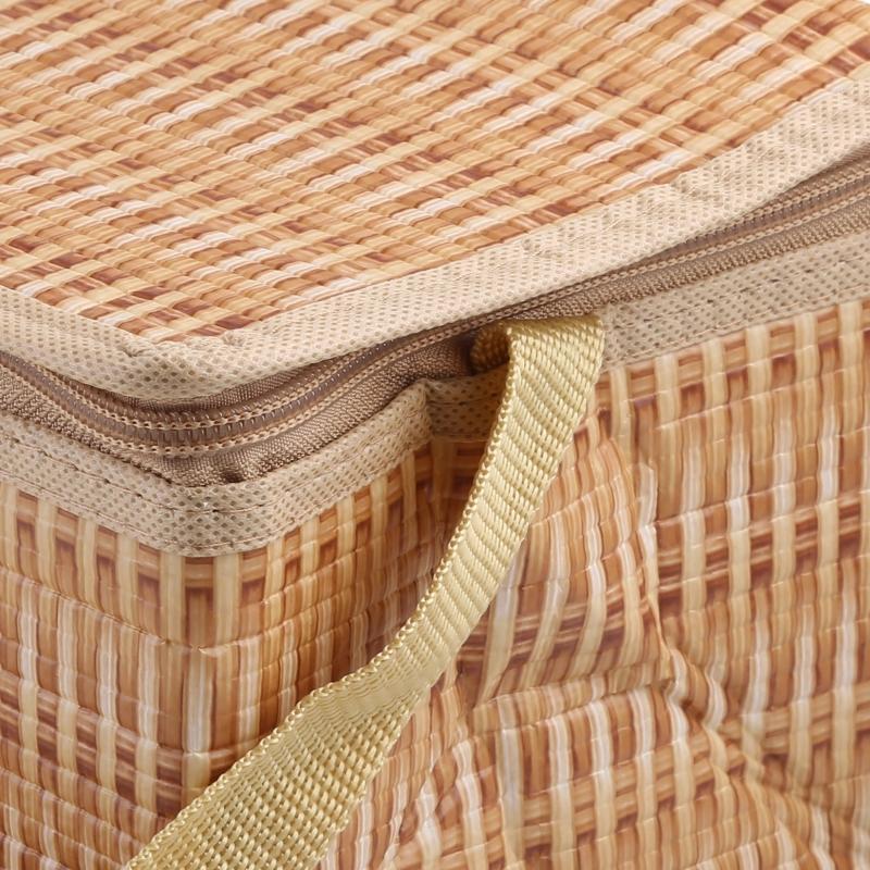 Portable Rattan-like Thickened Insulated Lunch Bag Large Capacity Warm Cooler