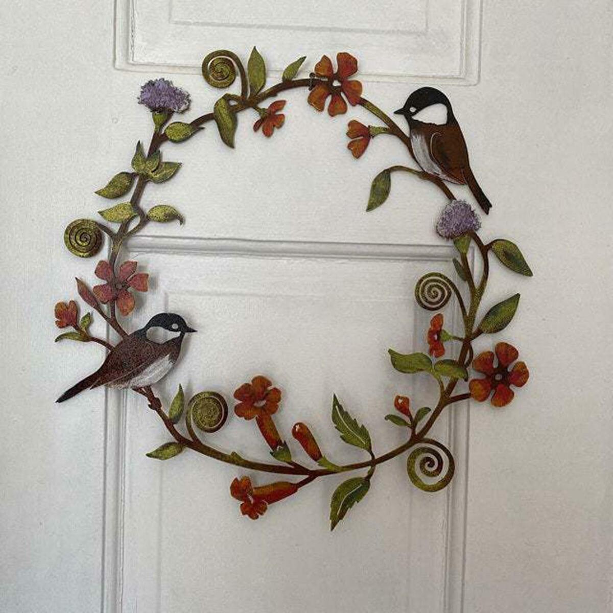 Chickadees  Wreath Decor   Hanging Sculpture  Wedding