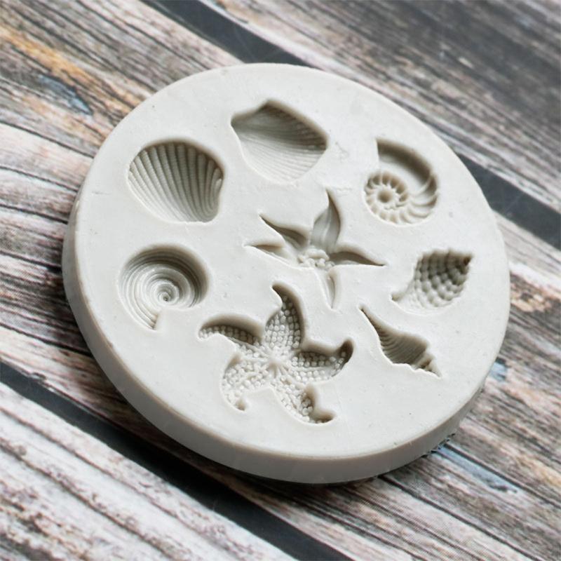 Silicone Material Fondant Moulds Starfish Conch Seashell Shapes for DIY Baking