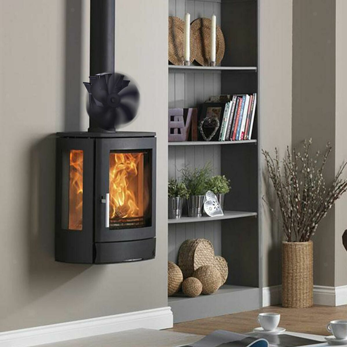 Fireplace Fan Heat Powered  Stove Eco 6-Blade  Motor with Temperature