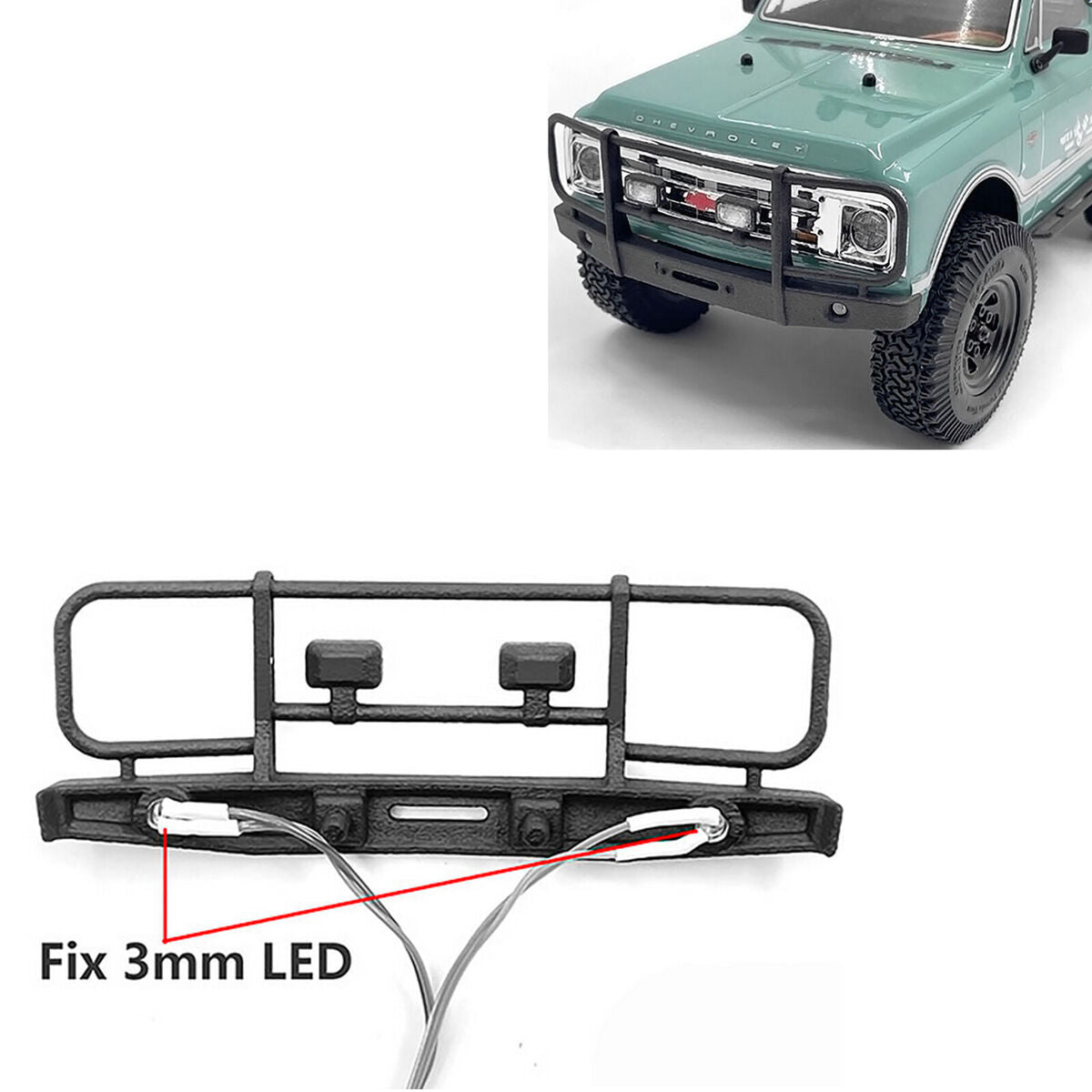 Protective Bullpen Front Bumper+Spotlight for AXIAL SCX-24 Chevrolet C10 RC Car