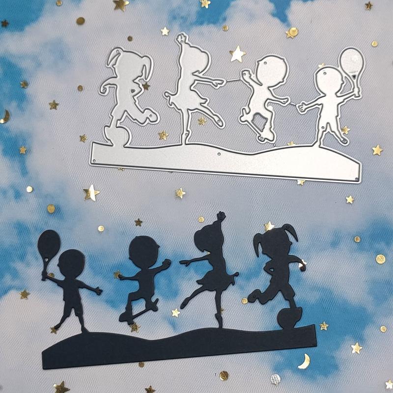 Kids Doing Sports Metal Cutting Dies Handmade Crafts Projects Art Creation