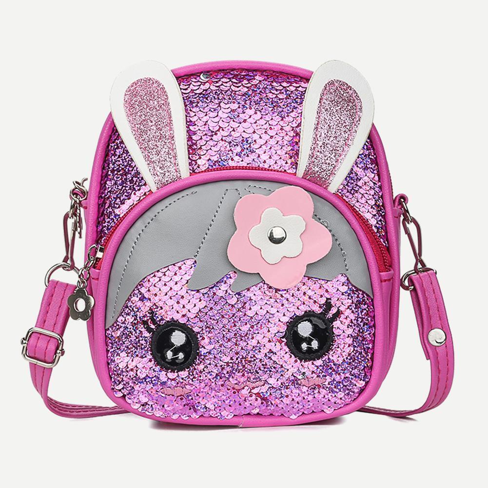 Shoulder Backpacks Girls Cute Animal Decor Messenger Rucksack (Rose Red)