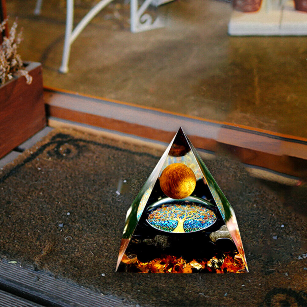 Pyramid Ogan Crystal Energy Tower Nature Reiki Chakra Crushed Stone (B)