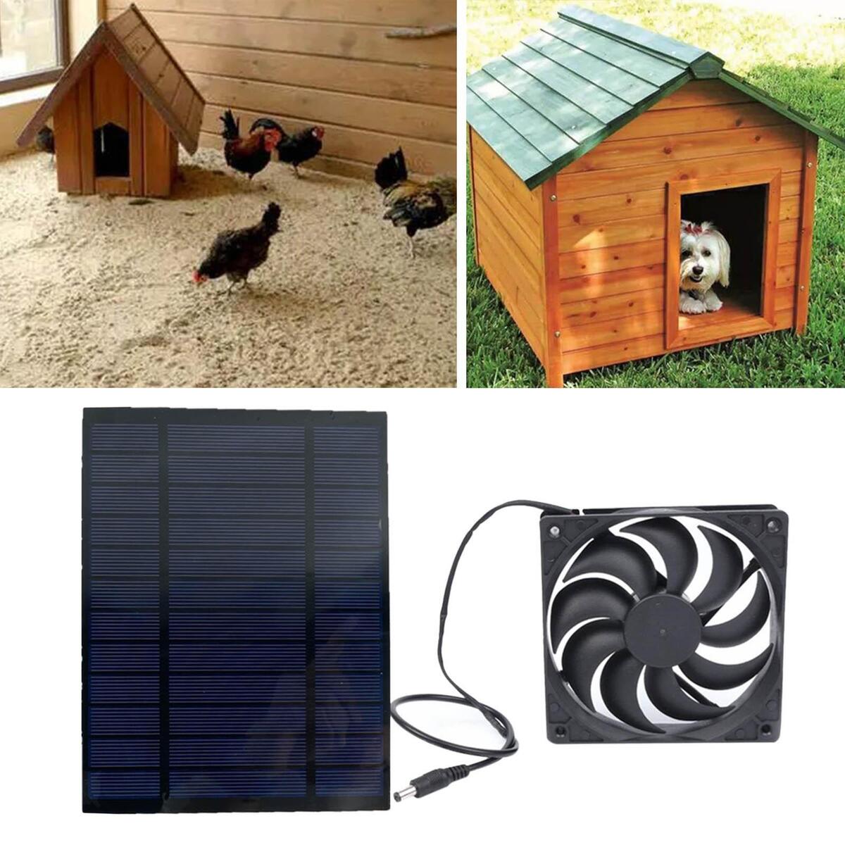 10W Solar Powered Panel Fan Portable Ventilation Fans for Chicken Coop Sheds