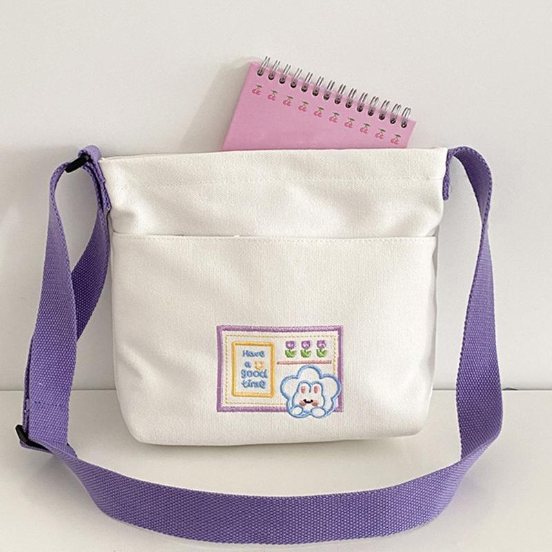 Cartoon Printed Messenger Bag Small Canvas Shoulder Bag Crossbody Bag for Girls