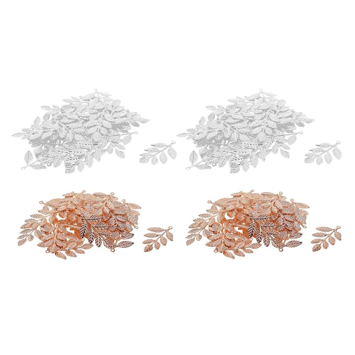 120pcs Leaf Branches Charms Pendants Ornament Jewelry Findings