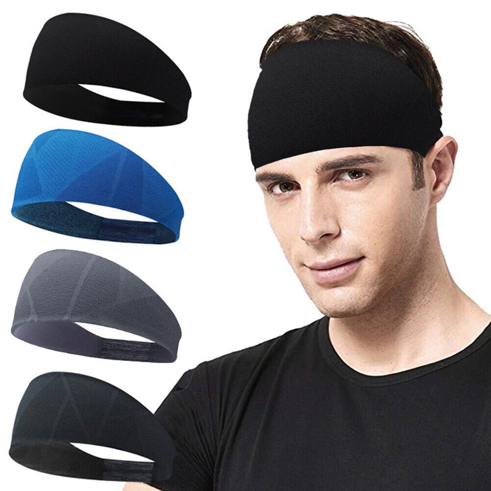 Men Women Fitness Sport Headband Sweatband Elastic Running Hairband (Black)
