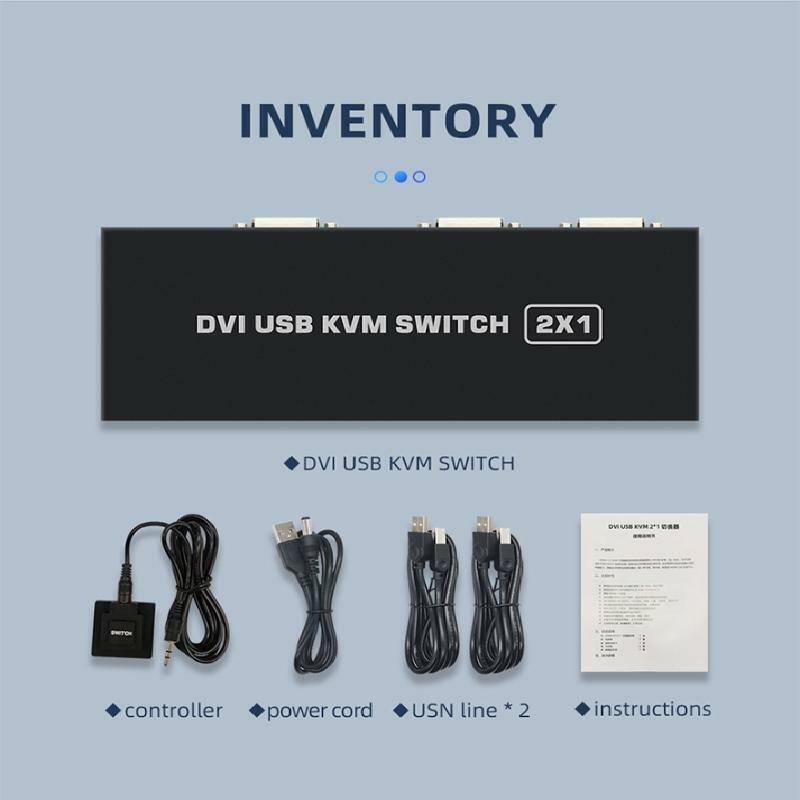 USB Switch Selector DVI KVM Switcher Box Hub Adapter 1 Port Out 2 In Splitter