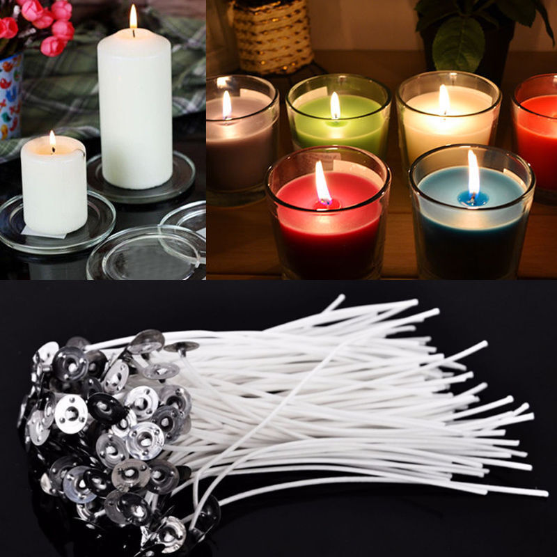 Pack of 50 15cm Pre Waxed Wicks for Candle Making .With Sustainers Nice
