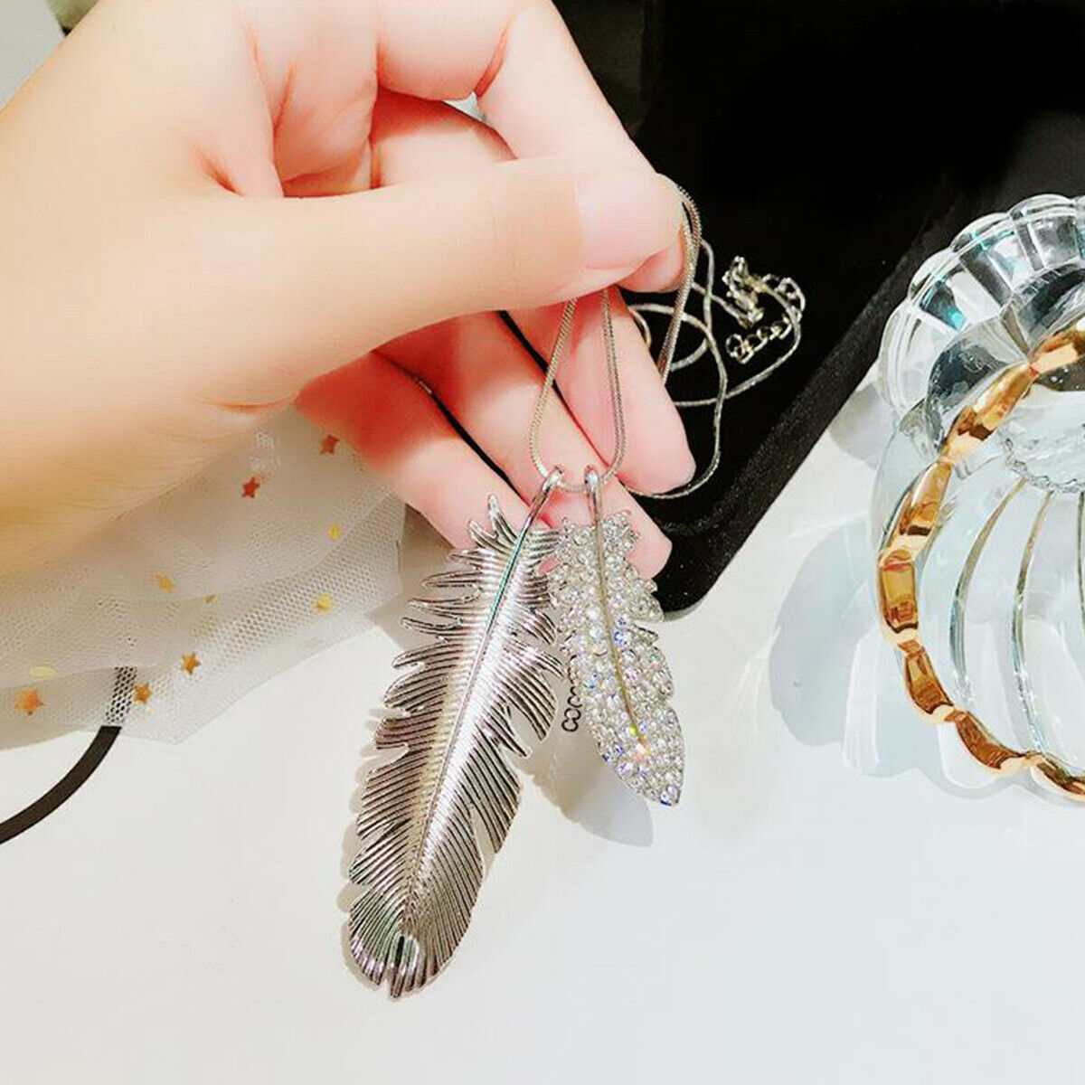 Fashion Women Crystal Rhinestone Pendant Long Sweater Chain Necklace Jewelry