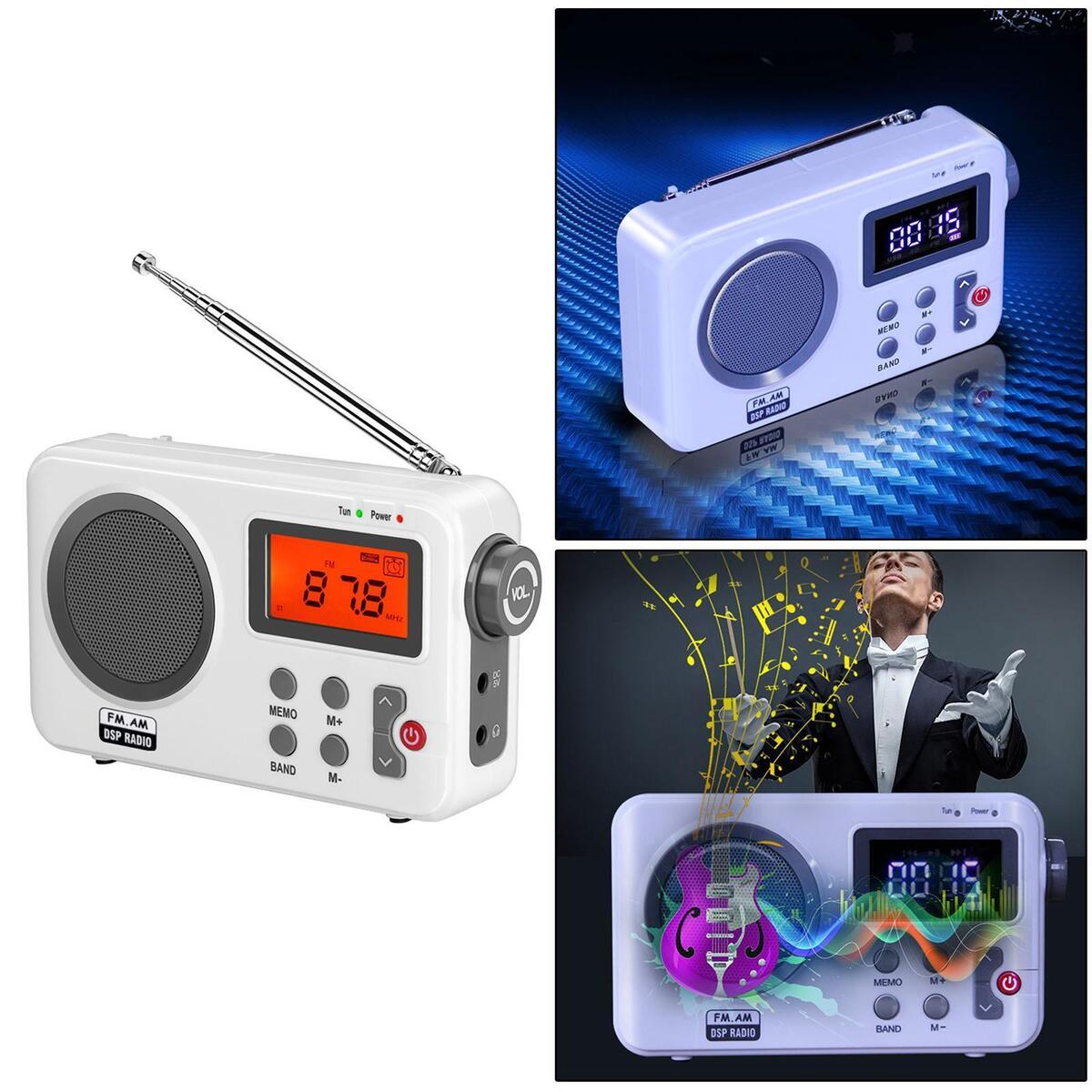 Portable FM LCD Display Big Speaker Earphone Plug for Gift Elder Travel