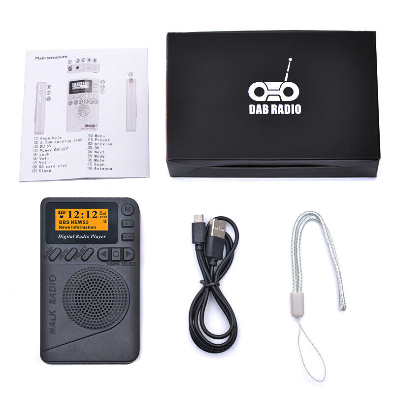 Black Portable Pocket Digital DAB/ DAB+ FM Radio Speaker MP3 Play Xmas Gift