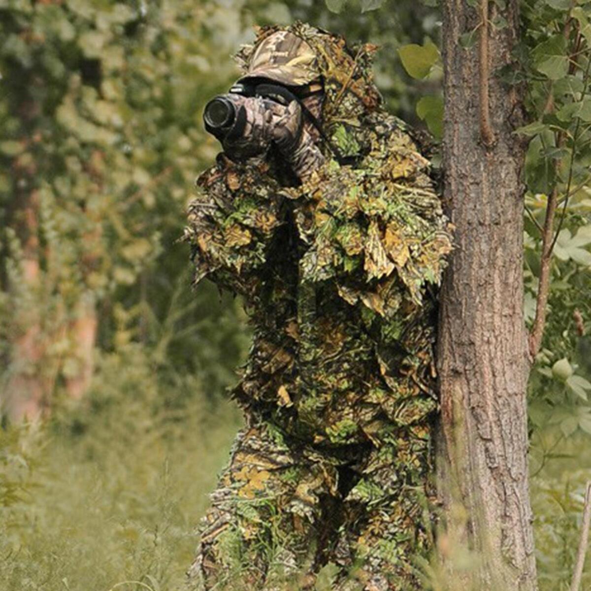 Ghillie Suit Set Woodland Hunting Camo Jacket Pant Jungle Leaves
