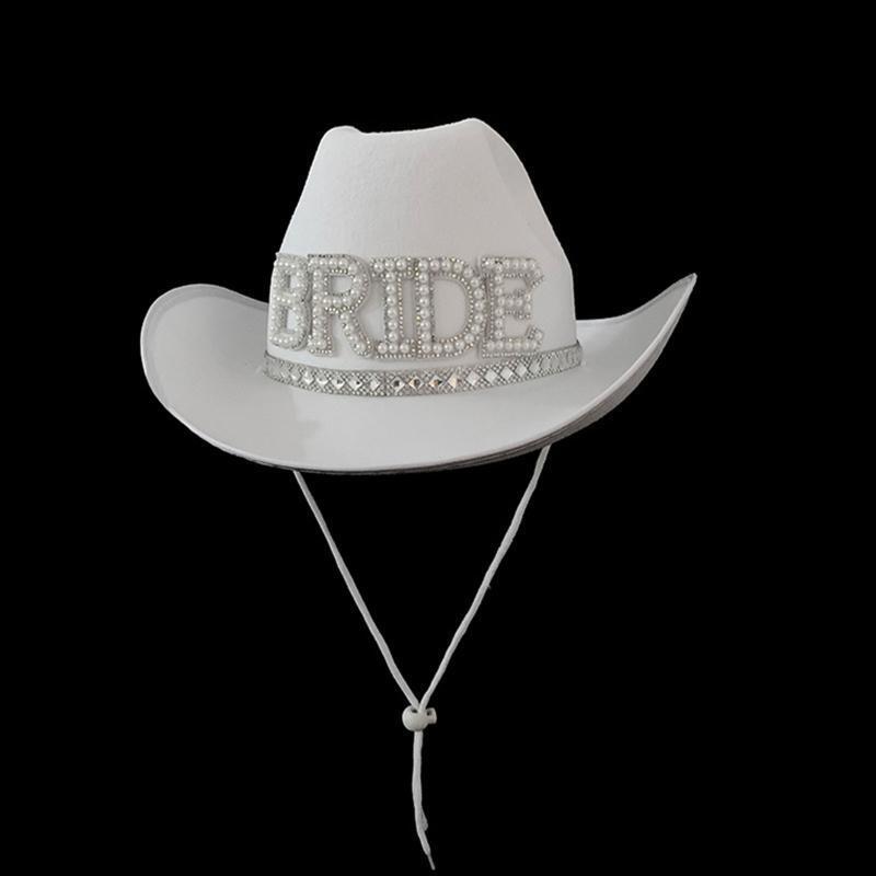 Creative Bride Letter Cowgirl Hat Wide Brim Western Style Comfort for Wedding