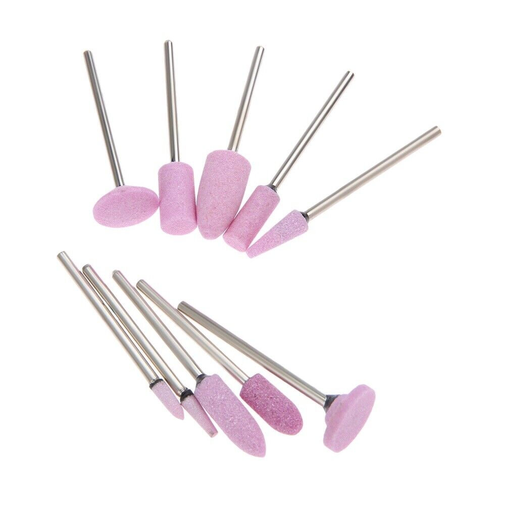 10x Red Corundum Abrasive Polishing Stone Grinding Rotary Tool Kit 2.35mm Shank