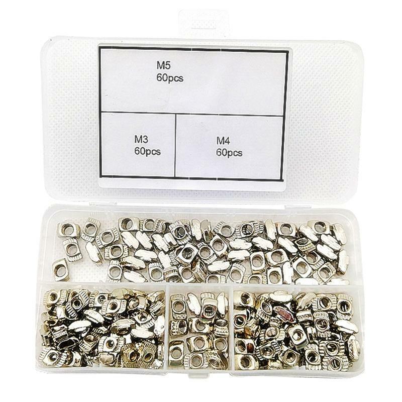 180pcs Carbon Steel T Nut M3 M4 M5 Nickel Plated Trapezoid Hammer Head Fastener