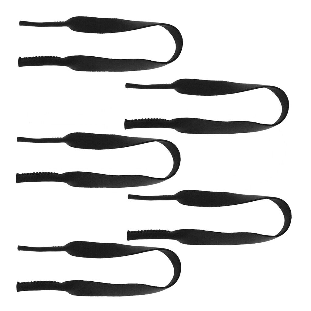 5pcs Neoprene Eyewear Sunglasses Glasses Neck Cord Retainer -Black