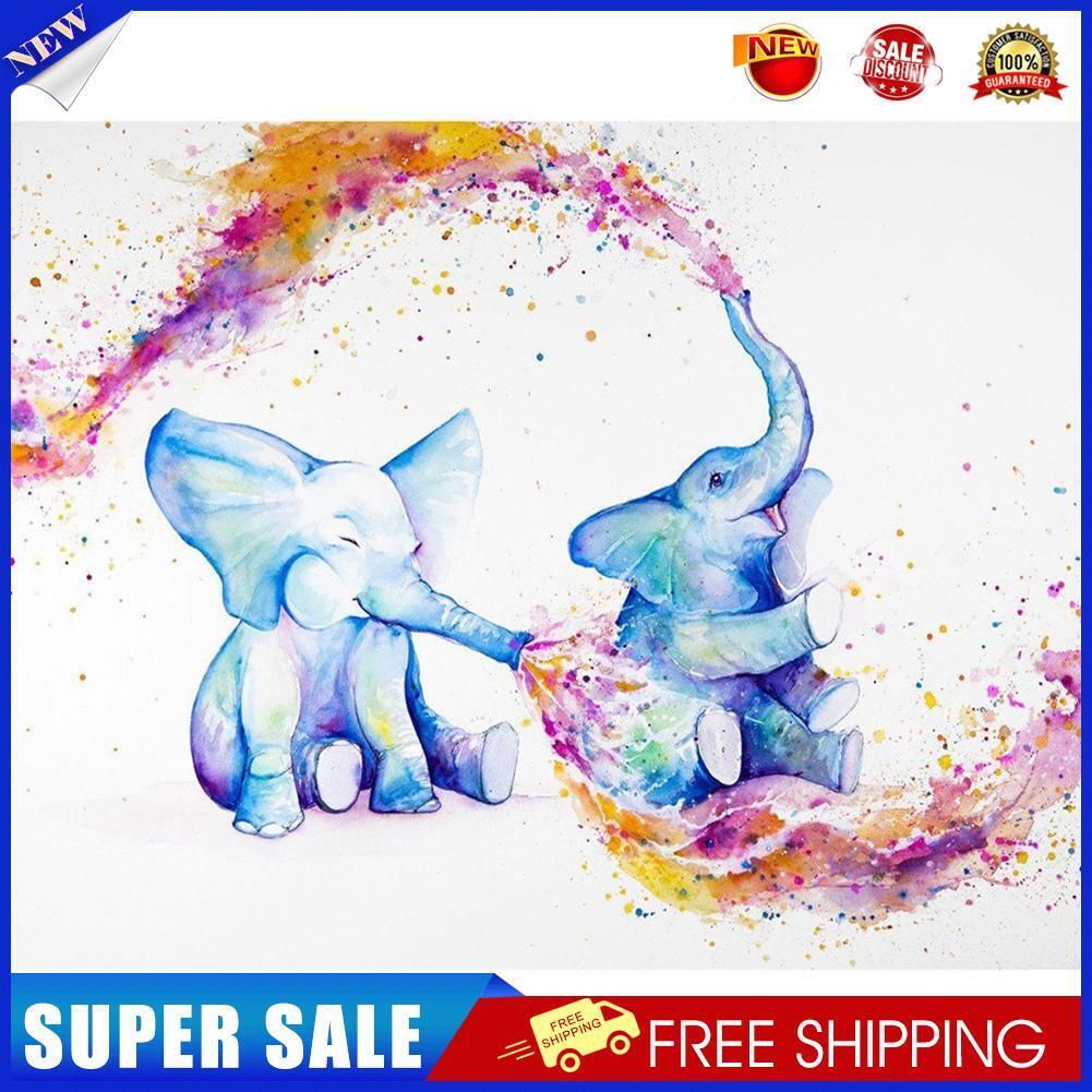 Full Cross Stitch 11CT Two Small Elephants Counted Embroidery DIY Animal