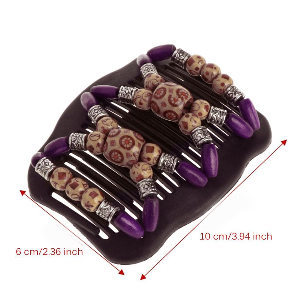 Flower Hair Accessories  Women Clip Magic Double  Wood Beads Hair Comb