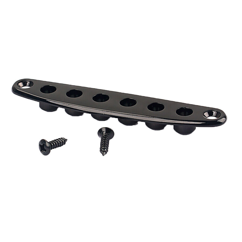 Durable Metal Electric Guitar Bridge Thru Body String Ferrules Plate Black