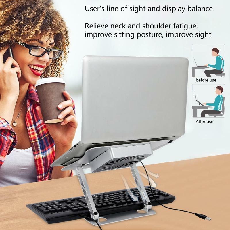 Foldable Holder Bracket Ergonomic Stand Laptop Cooler Fan Riser Stand Portable