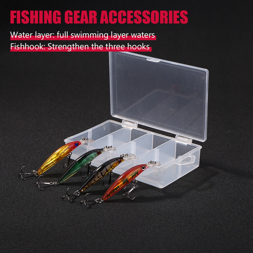 4pcs Minnow Fishing Lures Bait with Treble Hooks Wobblers Fishing Tackle