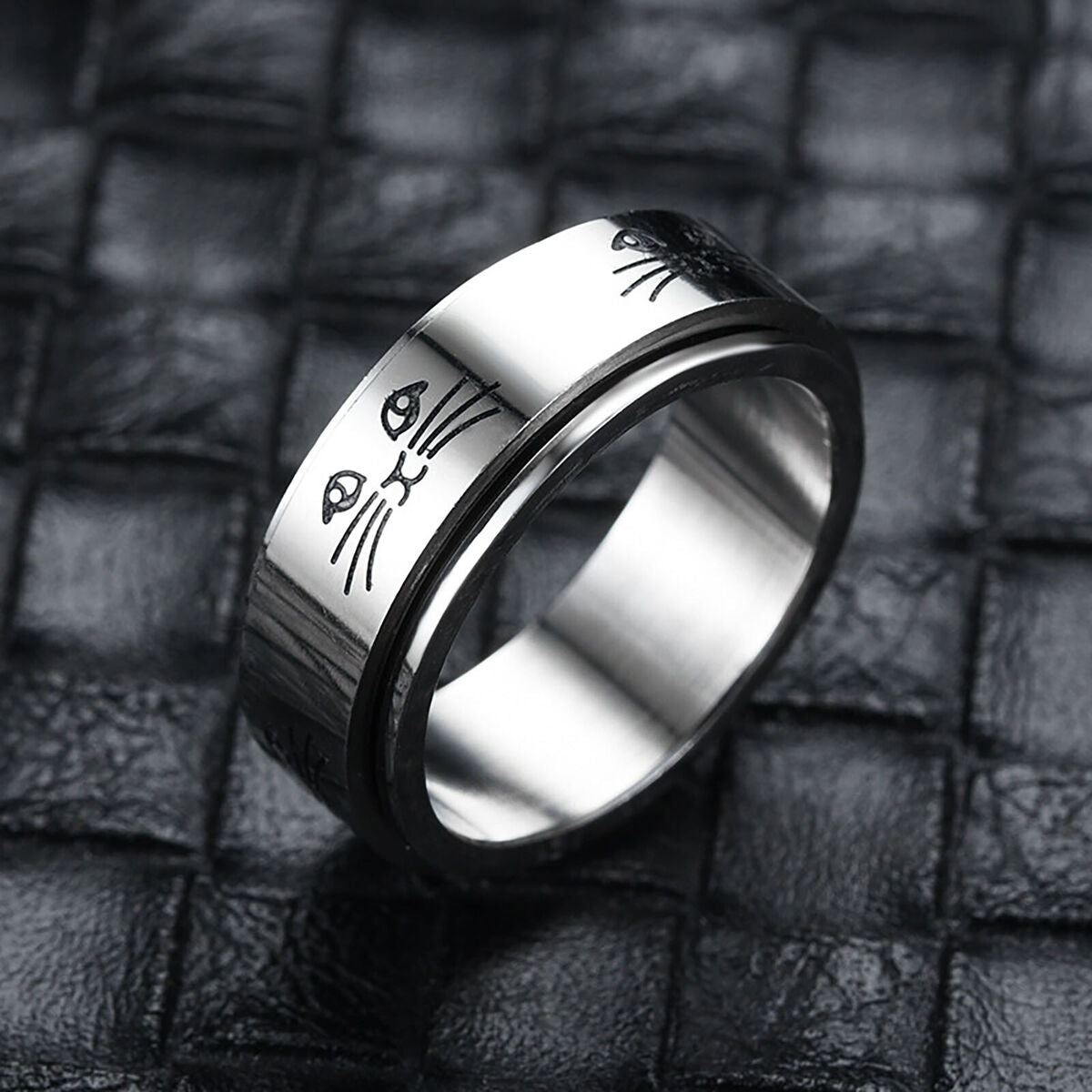 Stainless Steel Anti Anxiety Rings 8pcs Stress Relief Band Ring (8)