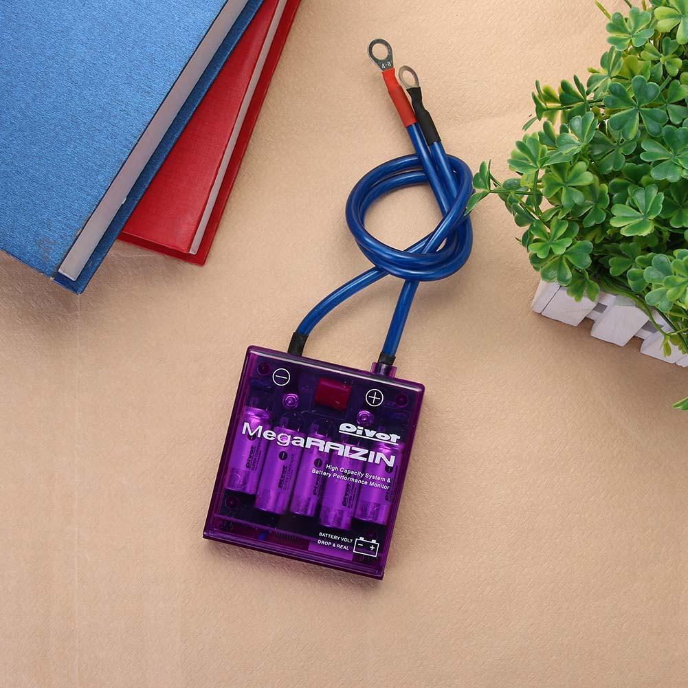 Digital Display Fuel Saver Grounding Voltage Regulator Stabilizer (Purple)