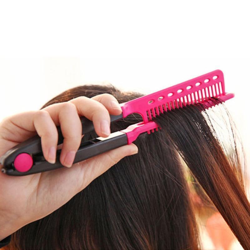 Hair Straightening Comb Haircut Anti-static V Shape Comb Clip Clamp Styling Tool