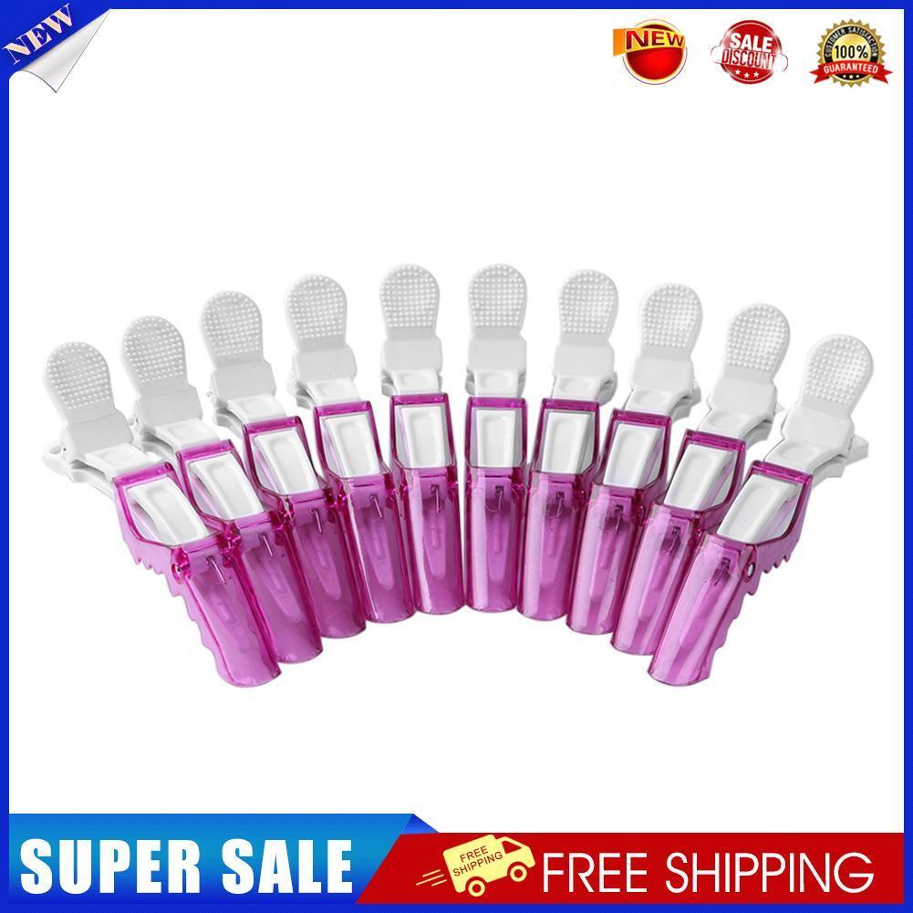 10pcs Plastic Salon Hair Clip Set Hairdressing Crocodile Hair Grip (Pink)