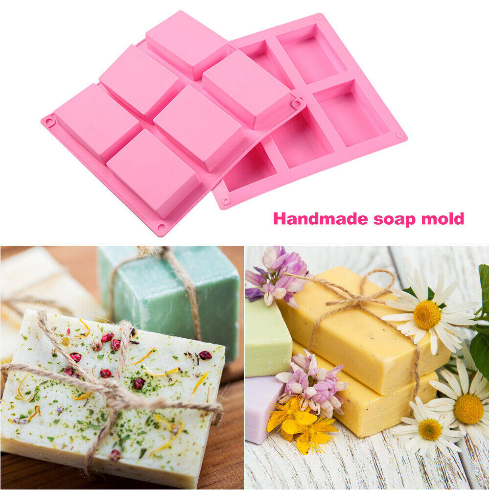 6 Grids Long Silicone Handmade Soap Mold Rectangle DIY Craft Cake Molds