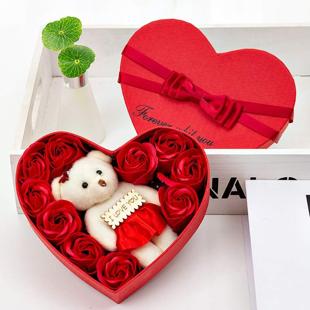 10pcs Rose Flowers Bear Gift Box Xmas Birthday Valentine Wedding Gifts