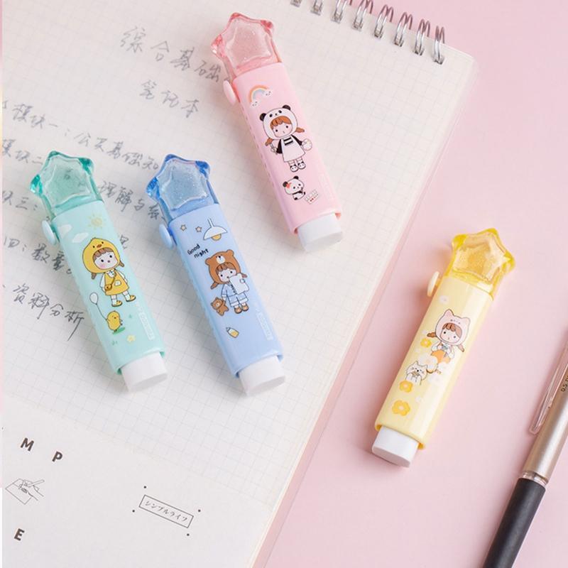 Retractable Pencil Eraser Sliding with Sleeve for Home Office School Stationary