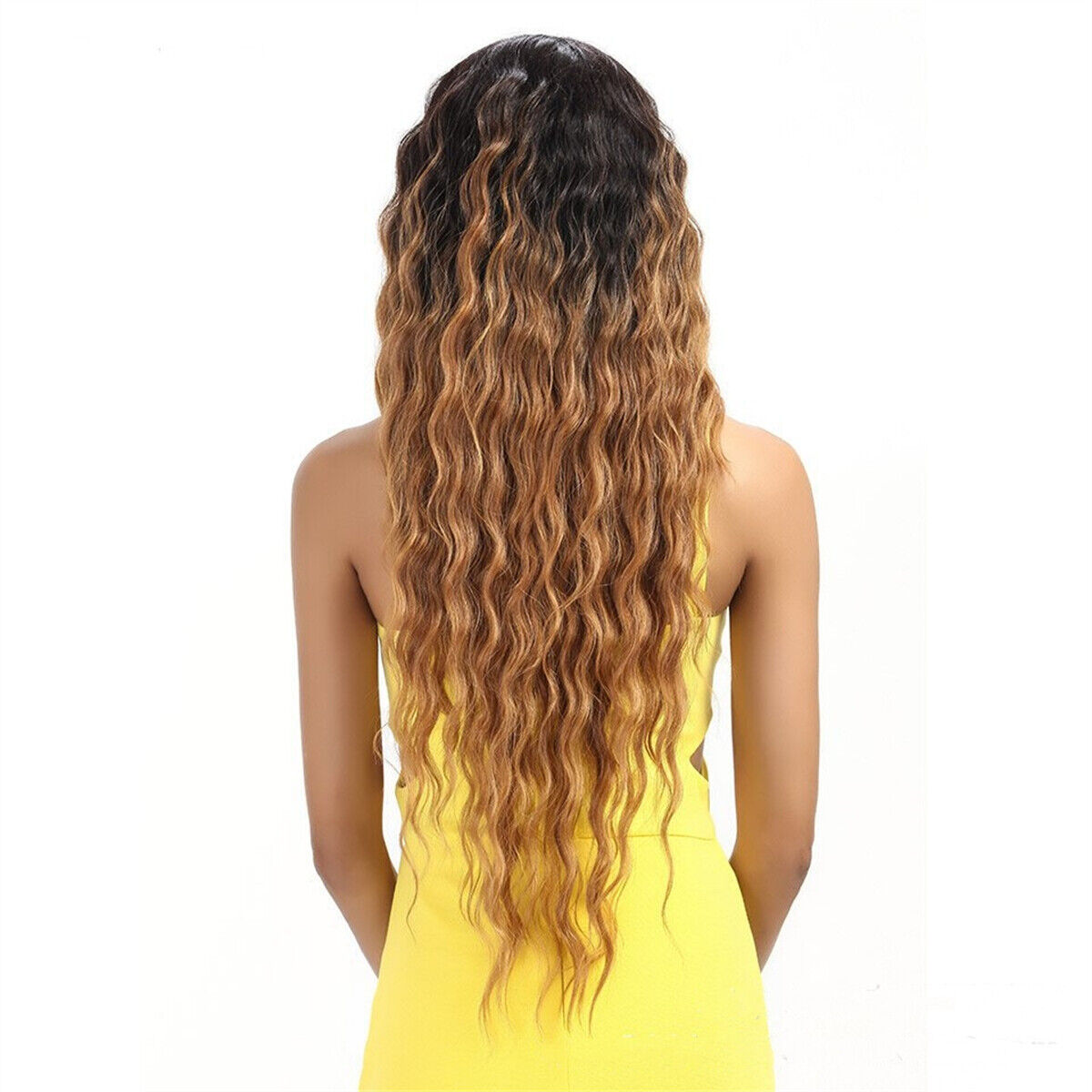 Fashion Lace Front Wigs Ombre Blonde Long Curly Wavy Synthetic Hair For Women
