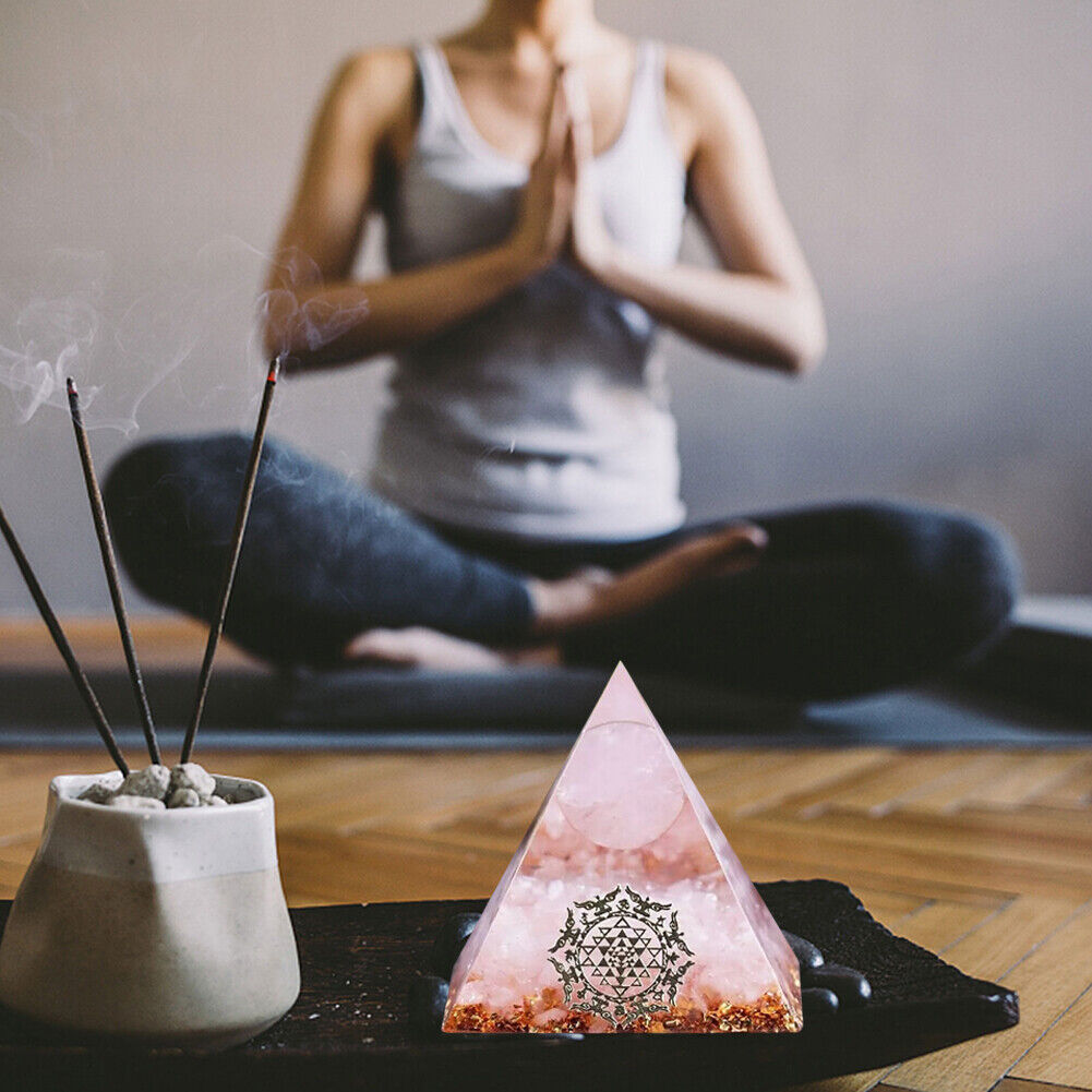 Crystal Pyramid Healing Energy Meditation Crystals Home Office Decor (D)